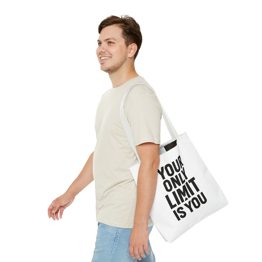 Motivational Tote Bag - "Your Only Limit Is You" Inspirational Canvas Shopper - Positivity Prints
