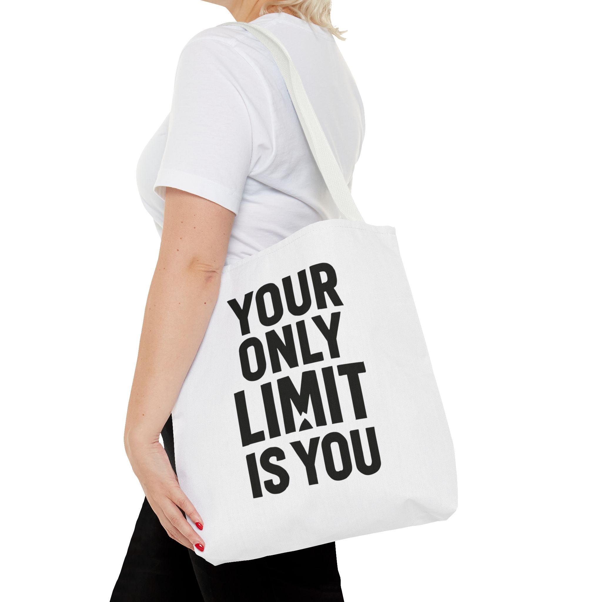 Motivational Tote Bag - "Your Only Limit Is You" Inspirational Canvas Shopper - Positivity Prints