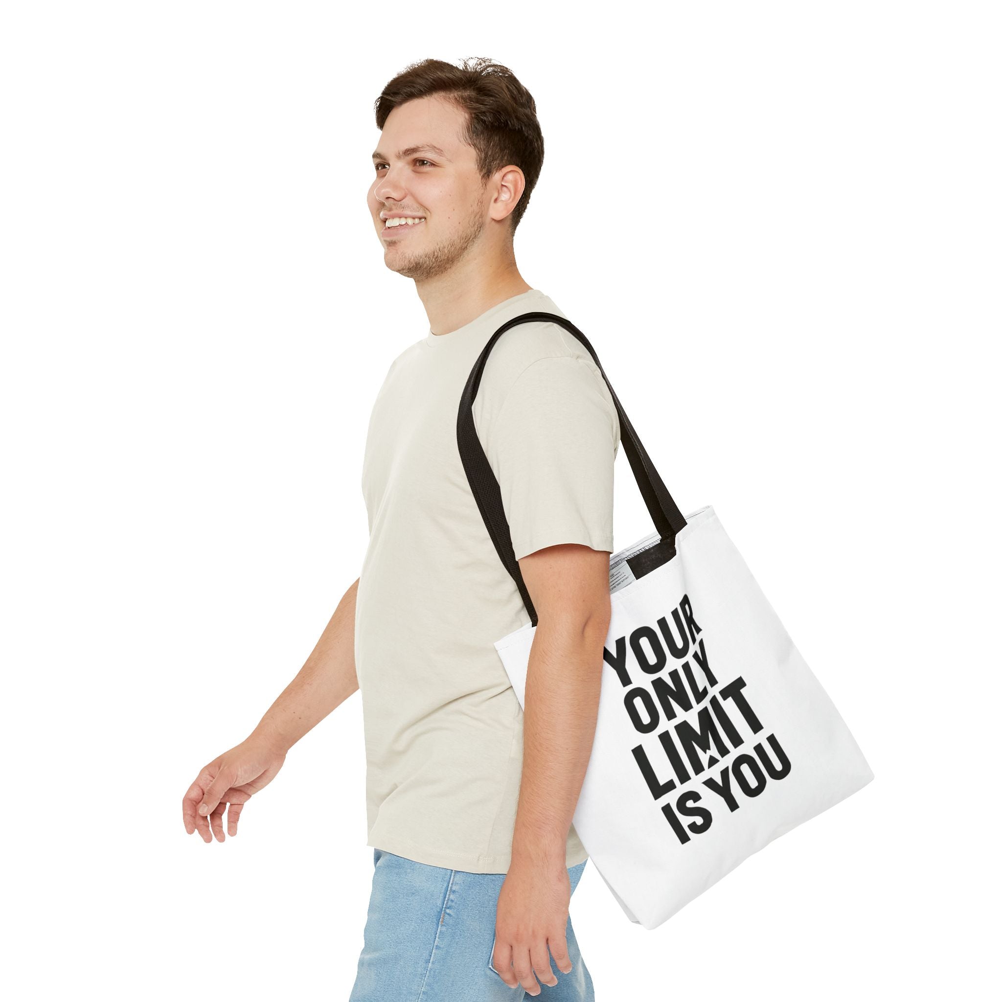 Motivational Tote Bag - "Your Only Limit Is You" Inspirational Canvas Shopper - Positivity Prints